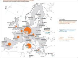 Carte d'Europe des pays producteurs de courant PV