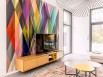 Un panoramique façon Arlequin dans un salon coloré