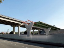 La charpente d'un viaduc autoroutier poussée en ...