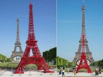 Une réplique de la Tour Eiffel en chaises de ...