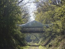 Une passerelle à capeline de bambou pour ...