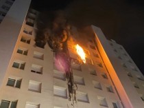 A la cité des Ailes (Vichy), après l'incendie, ...