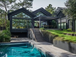 Une audacieuse maison en bois noir, qui cultive son esprit vert 