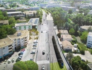 NGE sur les rails de la ligne 5 du tramway de Montpellier