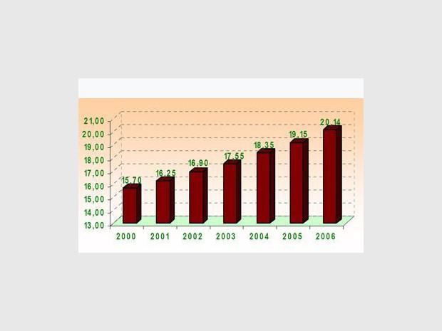 Evolution du marché du bricolage en milliards d'euros