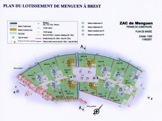 Le plan du lotissement de Menguen à Brest Le plan du lotissement de Menguen à Brest