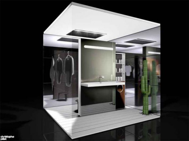 Côté lavabo vue 3D Côté lavabo vue 3D