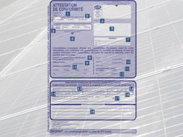 Consuel attestation de conformité photovoltaïque