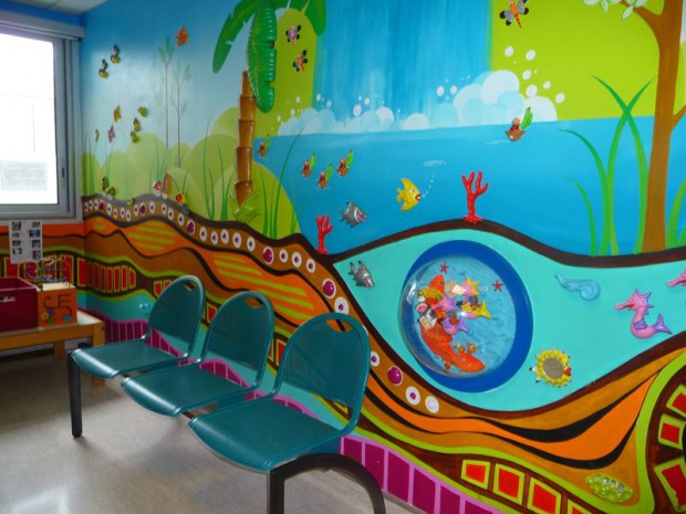 Children hospital's reception professional wallpaper mural. 