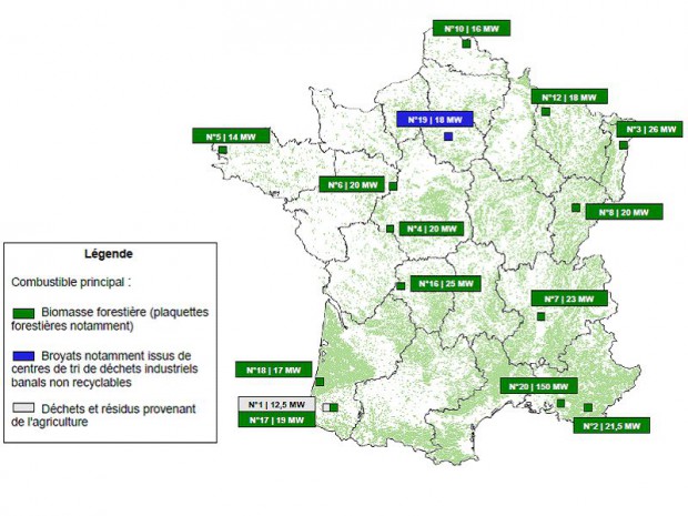 Carte projets biomasse