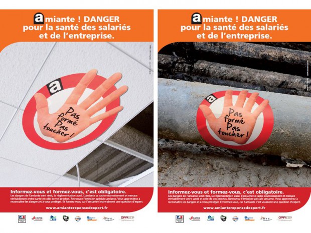 Affiches OPPBTP campagne  amiante