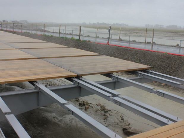 Pont passerelle du Mont-Saint-Michel  en construction