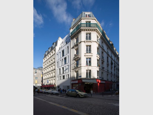 Construction de 6 appartements sociaux dans la rue des Poissonniers, 18ème à Paris
