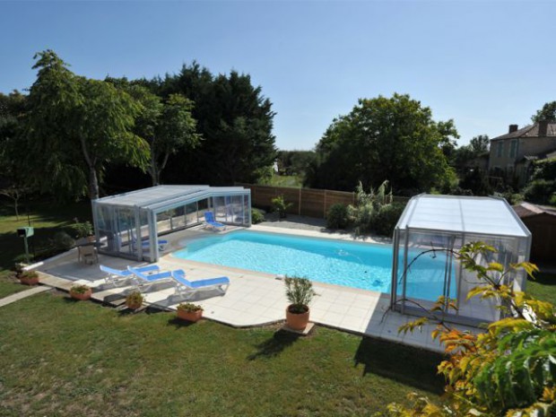 Abri de piscine haut télescopique