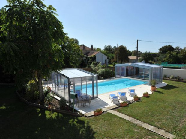 Abri de piscine haut télescopique