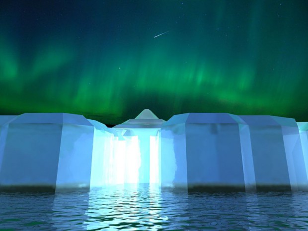 Projet d'un hôtel flottant en verre en Norvège, au nord du cercle polaire arctique