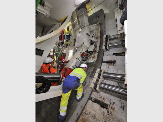 Creusement et travaux du deuxième tube du tunnel du Frejus