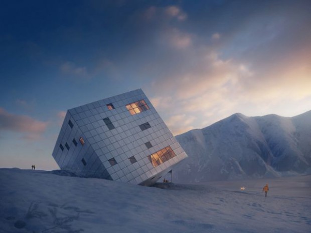 Un refuge de montagne futuriste