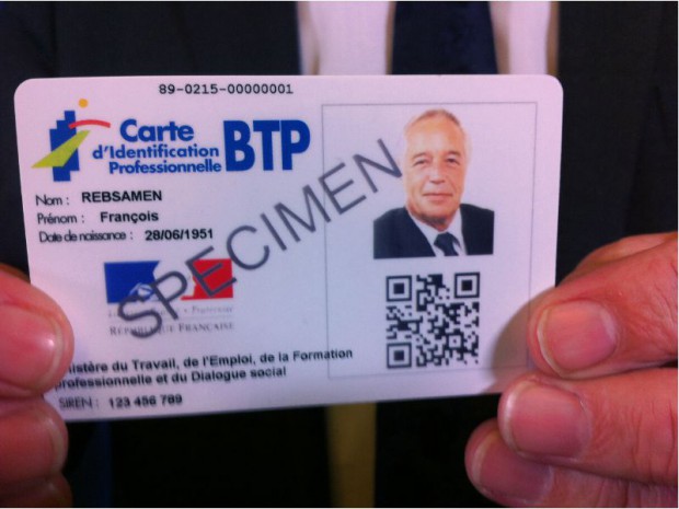 Carte identification BTP