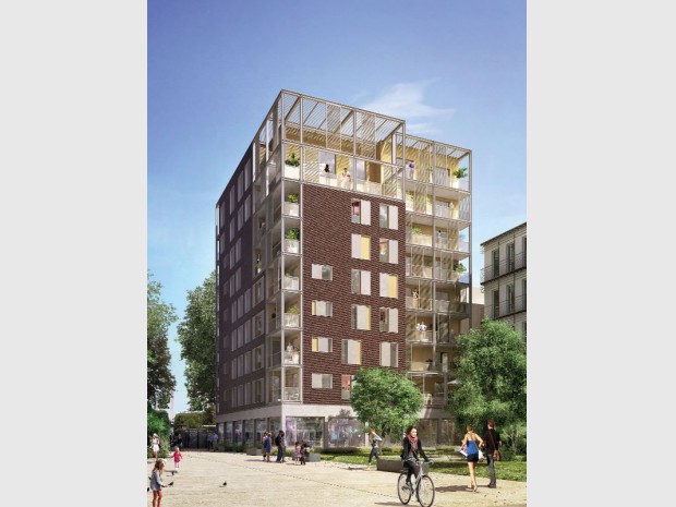 « 28 Park Clichy », par CREDIT AGRICOLE IMMOBILIER, programme de 32 logements dans la ZAC Entrée de Ville de Clichy-la-Garenne (92) ; architecte : Pablo Katz Architecture.
