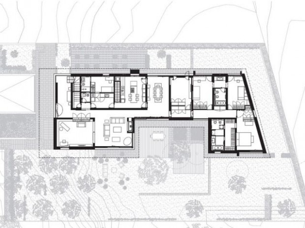 Le plan de coupe de la villa Lugano