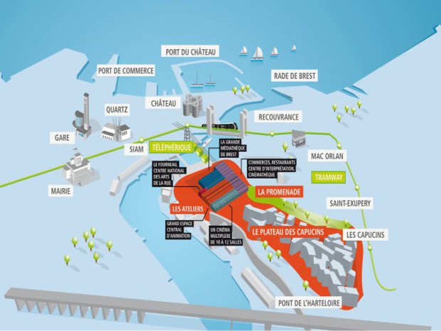 Réalisation du premier téléphérique urbain et Les Capucins à Brest