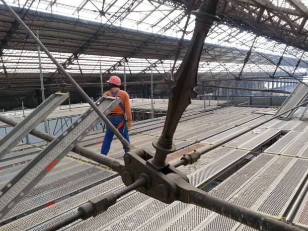 Chantier de rénovation de la gare d'Austerlitz en septembre 2015