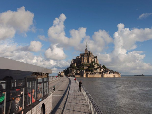 Visite de François Hollande le 1er novembre pour l'inauguration du rétablissement du caractère martime du Mont Saint Michel
