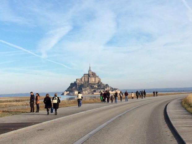 Visite de François Hollande le 1er novembre 2015 pour l'inauguration du rétablissement du caractère martime du Mont Saint Michel