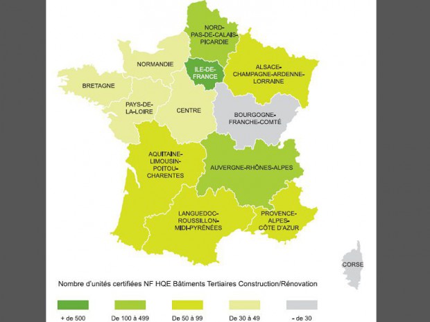 Nombre de bâtiments certifiés NF HQE tertiaire