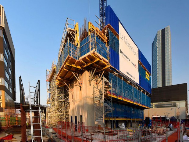 Chantier en mars 2016 de La Tour La Marseillaise imaginée par Jean Nouvel