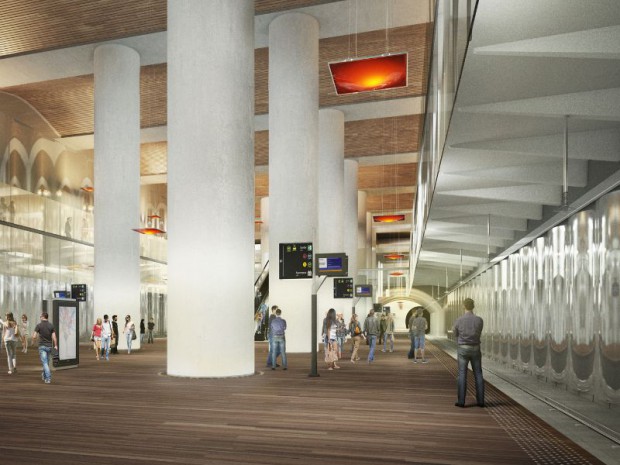 Perspective de la future gare du RER E de La Défense