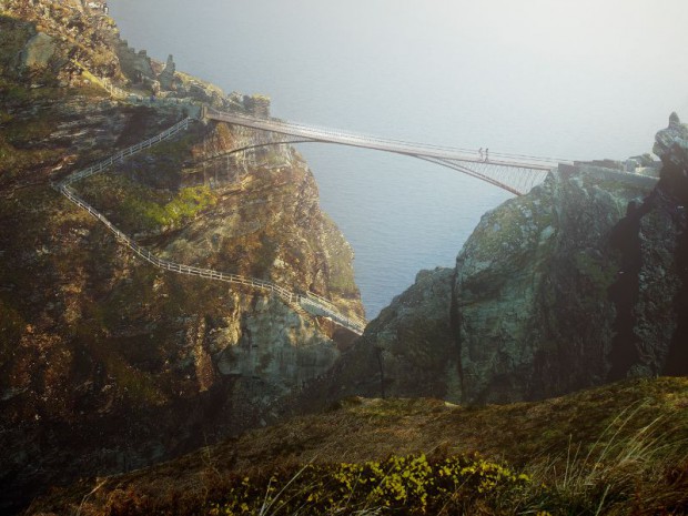 Réalisation de la passerelle du château de Tintagel en Angleterre 