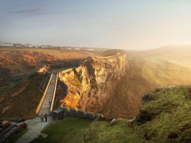 Réalisation de la passerelle du château de Tintagel en Angleterre