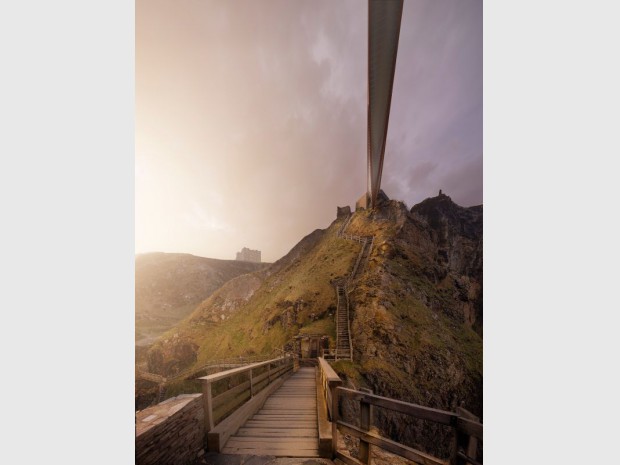 Réalisation de la passerelle du château de Tintagel en Angleterre