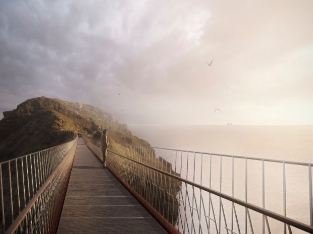 Réalisation de la passerelle du château de Tintagel en Angleterre