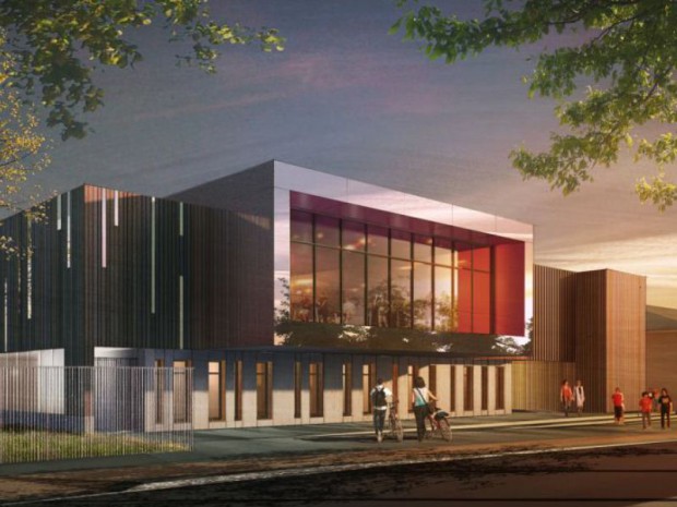 Construction d'un centre sportif en béton, acier et bois naturel à Valenton (Val-de-Marne)