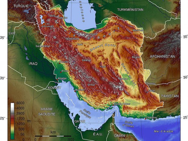 Carte topographique Iran