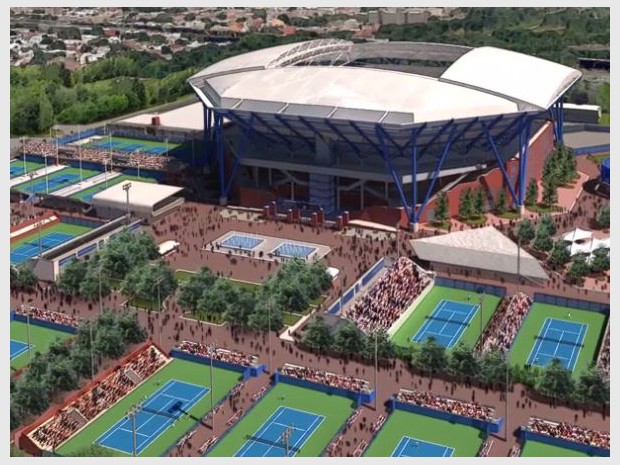 Projet de l'Arthur Ashe Stadium, le plus grand court de Flushing Meadows, dans le Queens Etats-Unis 