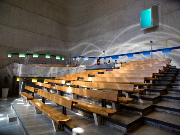 La Maison de la Culture à Firminy (Loire) réalisée par Le Corbusier inscrite sur la Liste du patrimoine mondial de l'UNESCO depuis juillet 2016