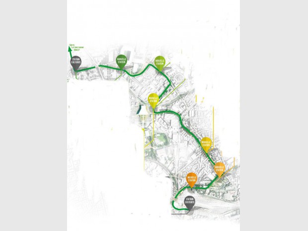 Vue du tracé de la future troisième ligne du tramway de Saint-Etienne 