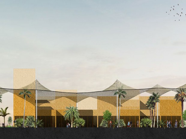 Le site du village de la COP22, la conférence des Nations-unies sur le climat, À Bab Ighli à Marrakech, conçu par l'agence d'architecture Oualalou + Choi