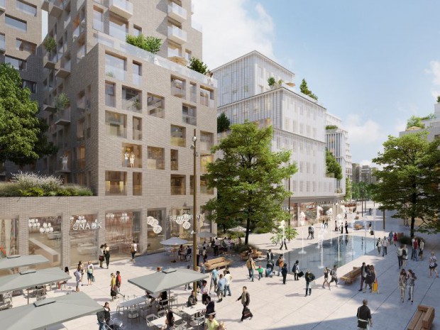 Le nouveau projet de centre-ville de Bobigny situé à l'emplacement actuel du centre commercial Bobigny 2 en Seine-Saint-Denis 