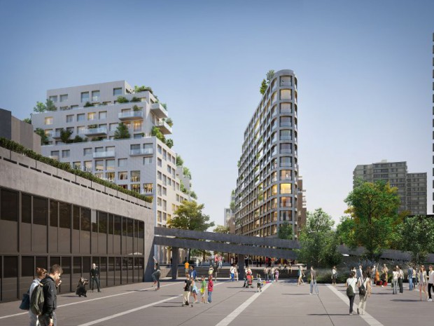 Le nouveau projet de centre-ville de Bobigny situé à l'emplacement actuel du centre commercial Bobigny 2 en Seine-Saint-Denis