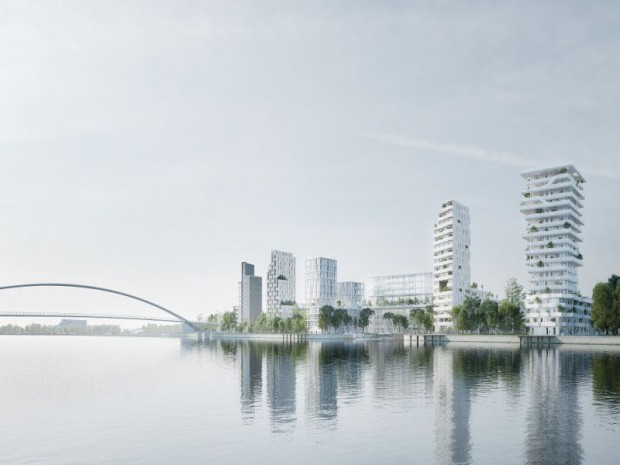 Les trois agences d'architecture Laisne Roussel, Pietri Architectes et Triptyque ont remporté le concours international pour la reconversion des berges du Rhin dans l'agglomération bâloise, à Huningue