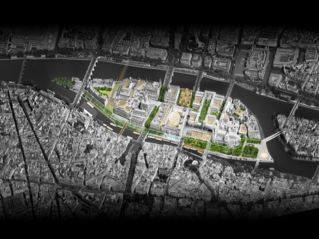 La Mission Île de la Cité dans le 4ème arrondissement de Paris remis le 16 décembre 2016 par l'architecte Dominique Perrault et le président du Centre des Monuments nationaux Philippe Bélaval 