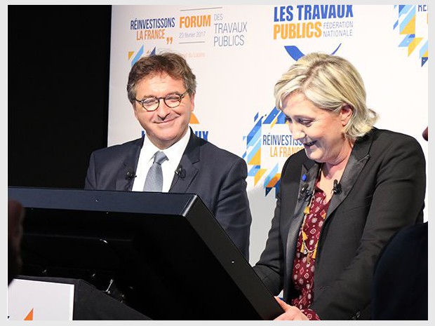 Marine Le Pen invitée au Forum des Travaux Publics, ''Réinvestissons la France'' au Carrousel du Louvre