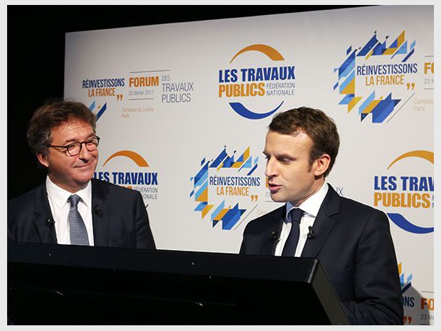 Emmanuel Macron invité au Forum des Travaux Publics, ''Réinvestissons la France'' au Carrousel du Louvre