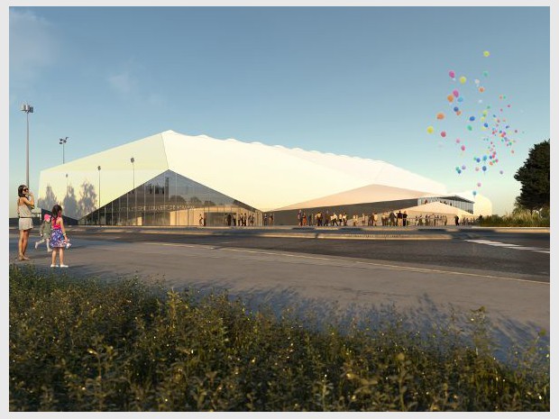 Réalisation de la halle d'athlétisme couverte de Miramas (Bouches-du-Rhône)