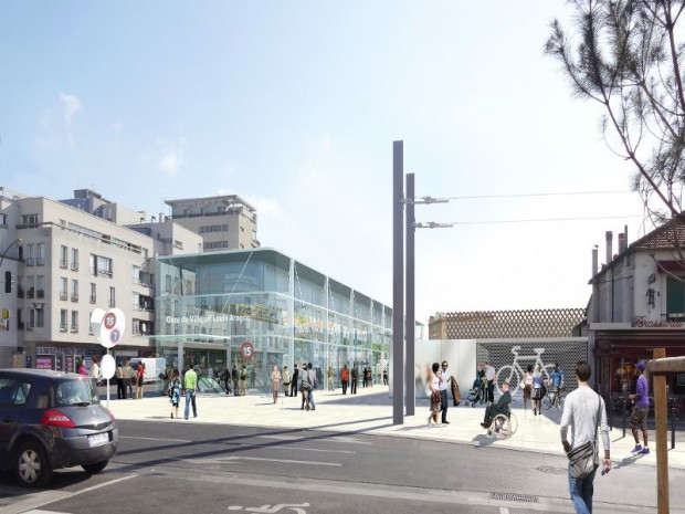 La future gare de Villejuif-Louis-Aragon, (Val-de-Marne) réalisée par Philippe Gazeau, architecte-urbaniste sur la ligne 15.